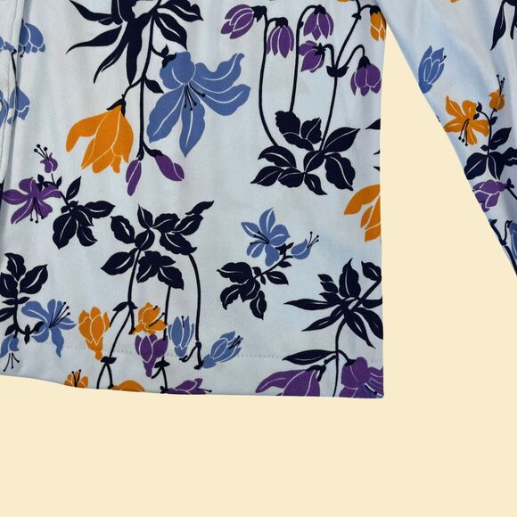 1970s Sears floral blouse, vintage womens novelty print blue/purple button down - Picture 7 of 8